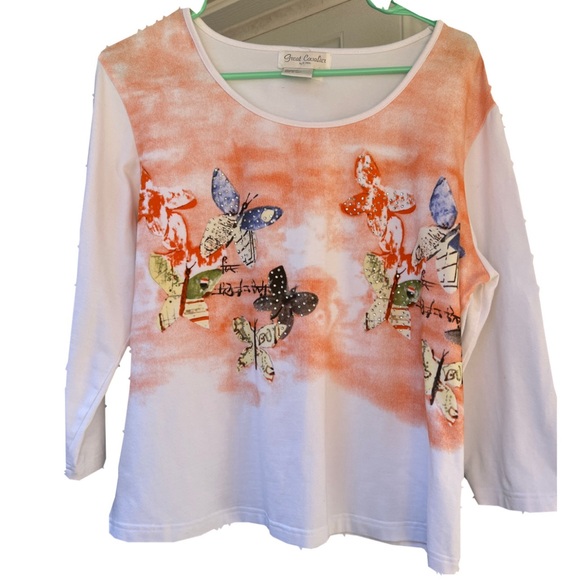 Dream Couturier Butterfly Print Blouse - Orange and White - Picture 1 of 1